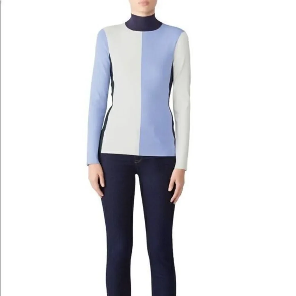 TORY BURCH EUC Sport Turtleneck Vertical Colorblock Sweater SMALL